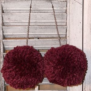 Maroon pom-pom earrings